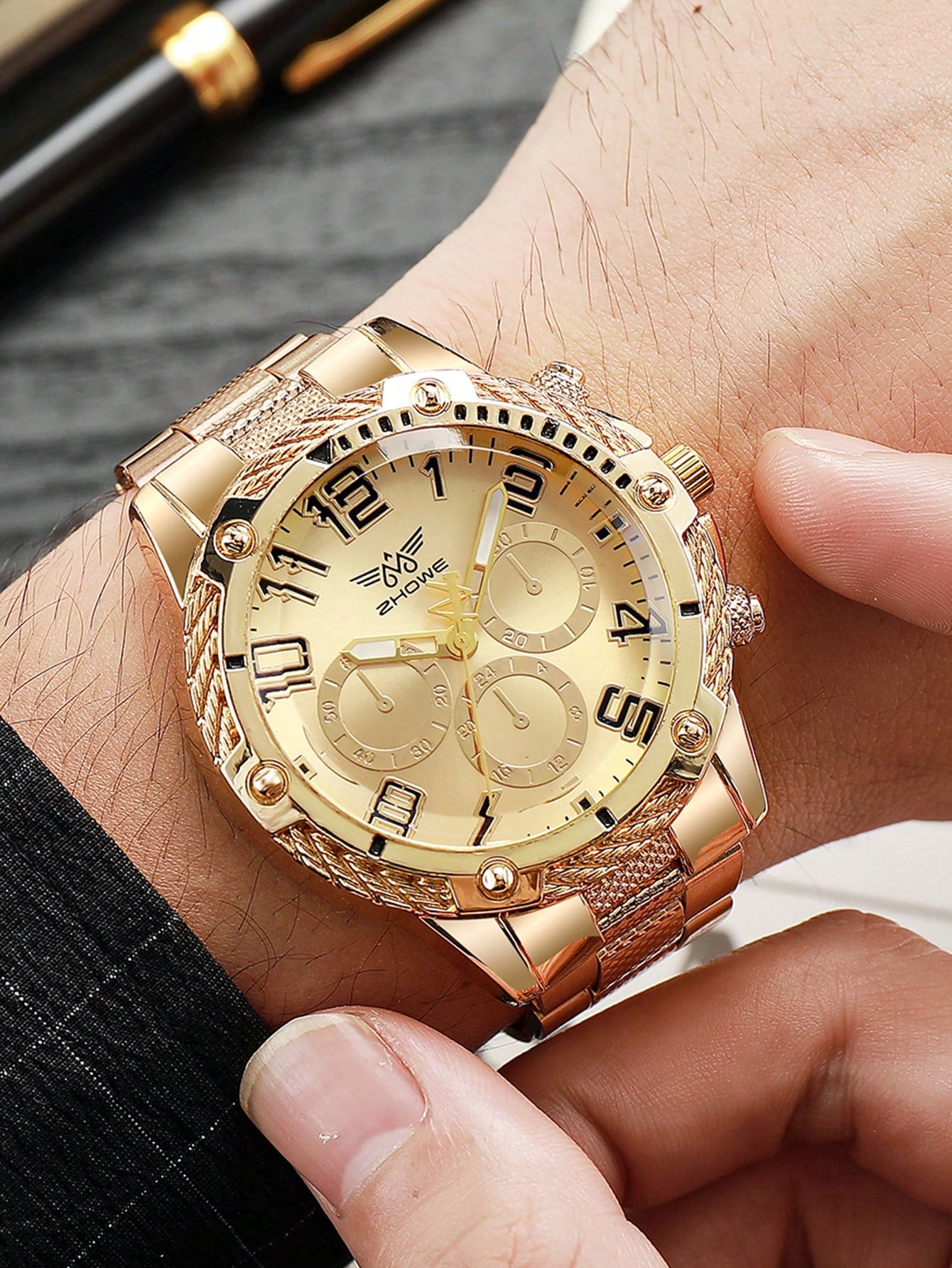 Men’s Business Quartz Watch with Multi-Dial Design